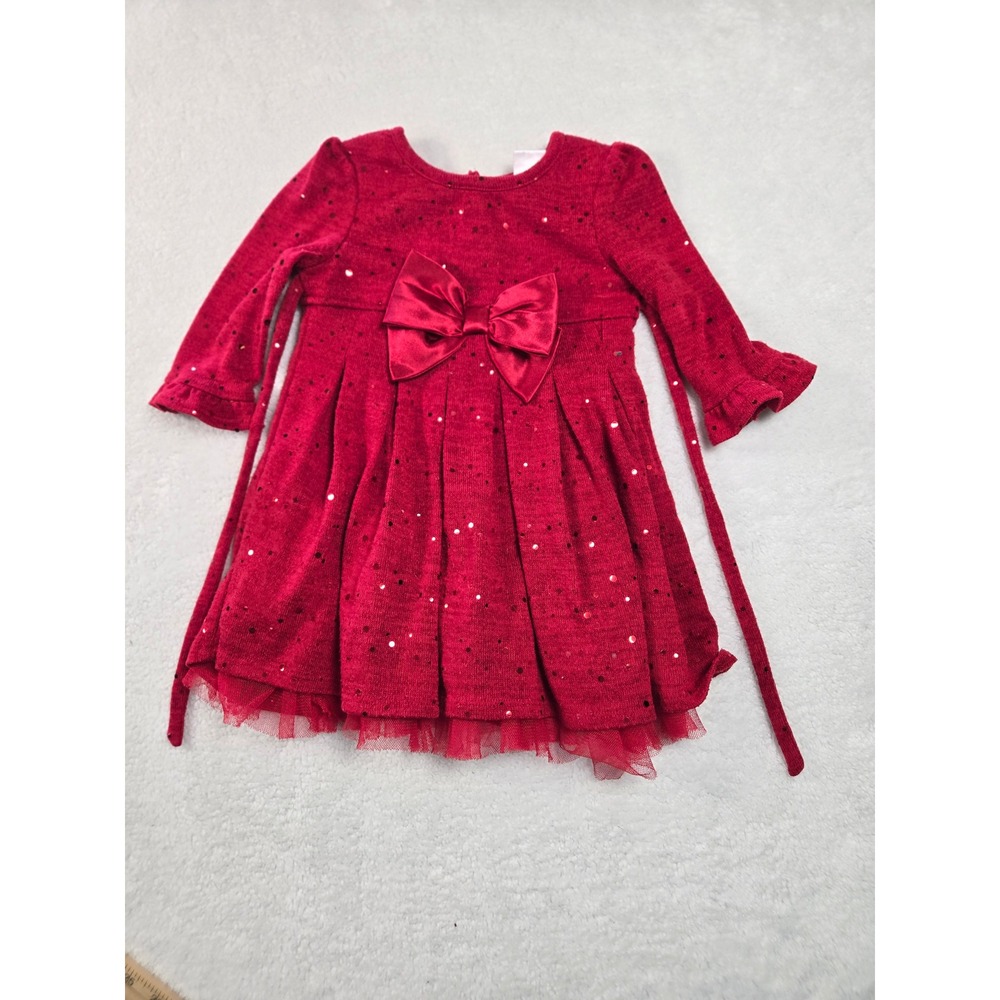Youngland Baby Red Sequin Bow Holiday Dress Infants 24M Party
